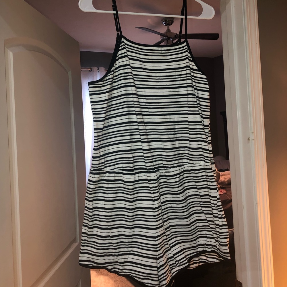 Black and White Stripes Romper